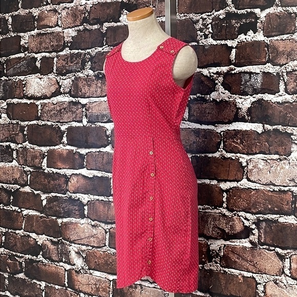 Mata Traders Dress Sleeveless Red White Dots Buttons Size XS - Picture 5 of 16